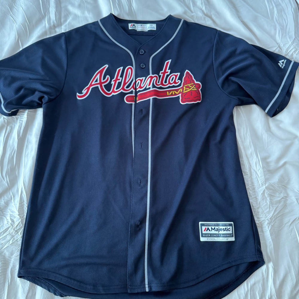 Majestic Navy Blue Braves Jersey Acuna Jr #13
